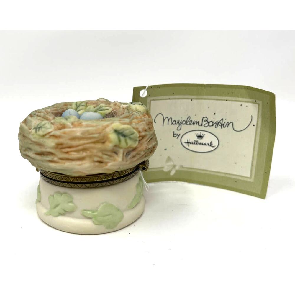Vtg 1999 Hallmark Marjolien Bastin Bird Nest Love Begins With Mother Trinket Box